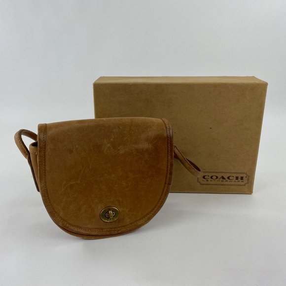 Coach Handbags - Vintage Coach Brown Leather Mini Bag Crossbody Handbag Front Flap 9825 with Box